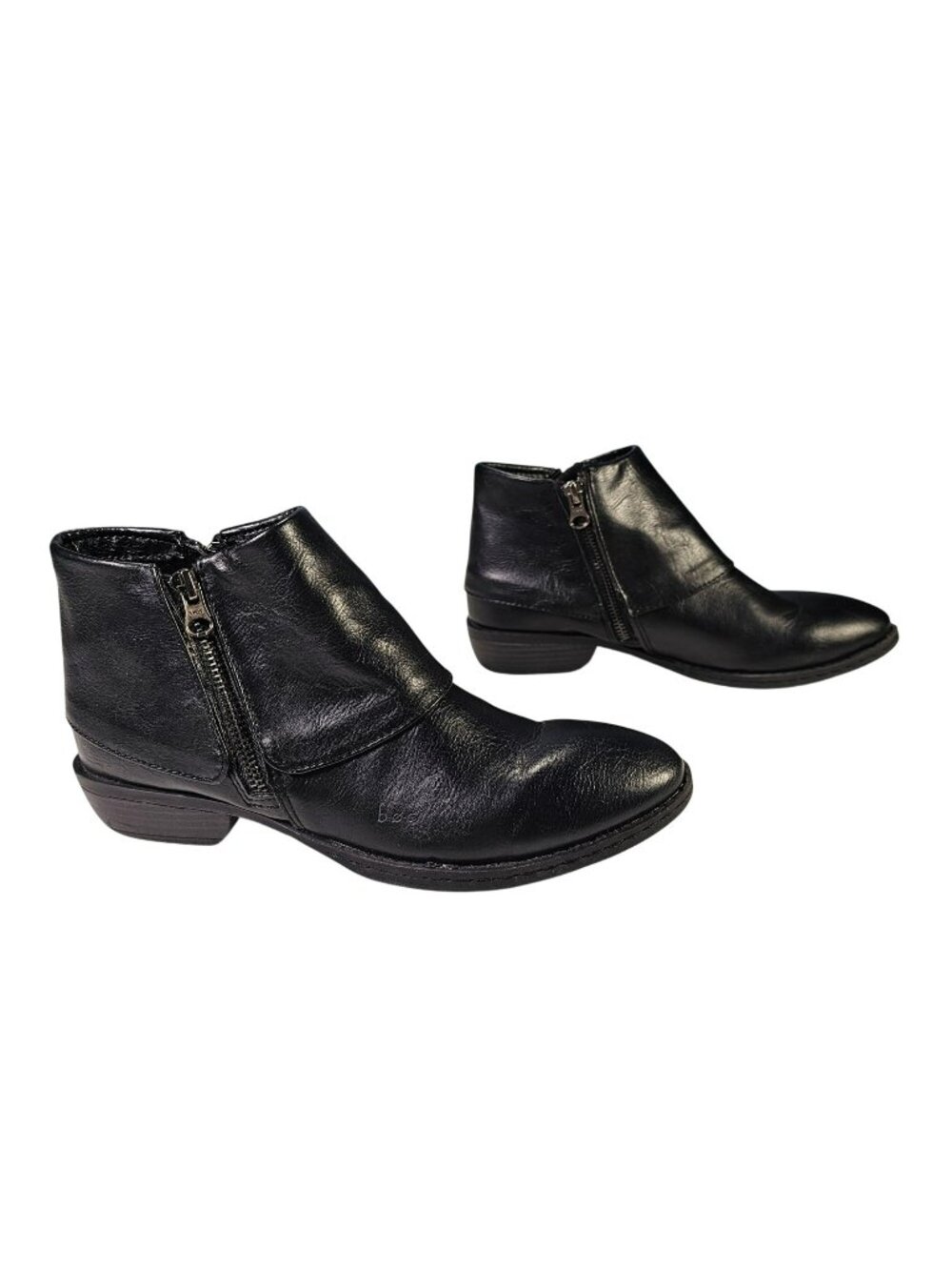 B.O.C. Ankle Boots Booties w/ Side Zip Women's Size 7M Black Faux Leather C17109